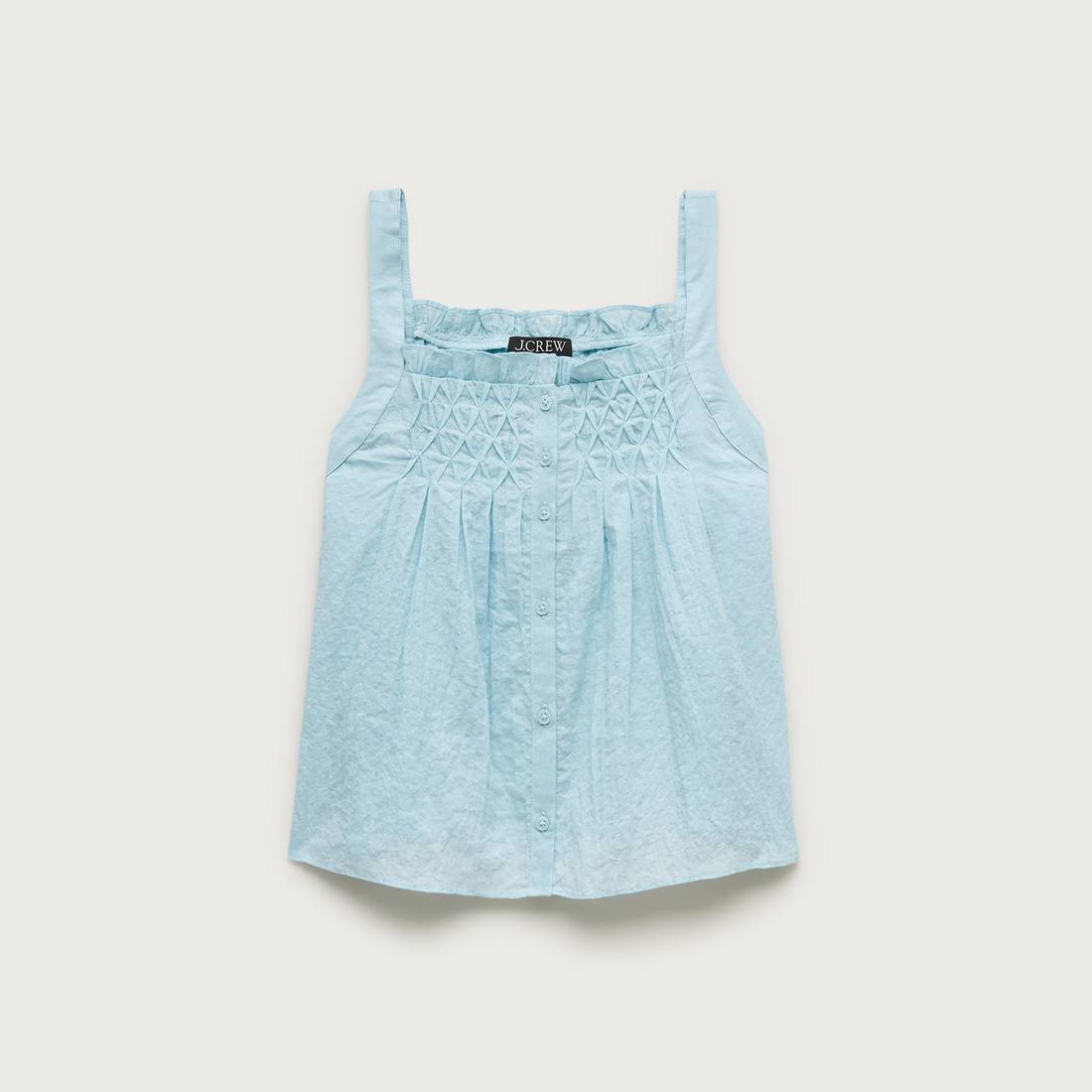 Smocked crinkle tank top